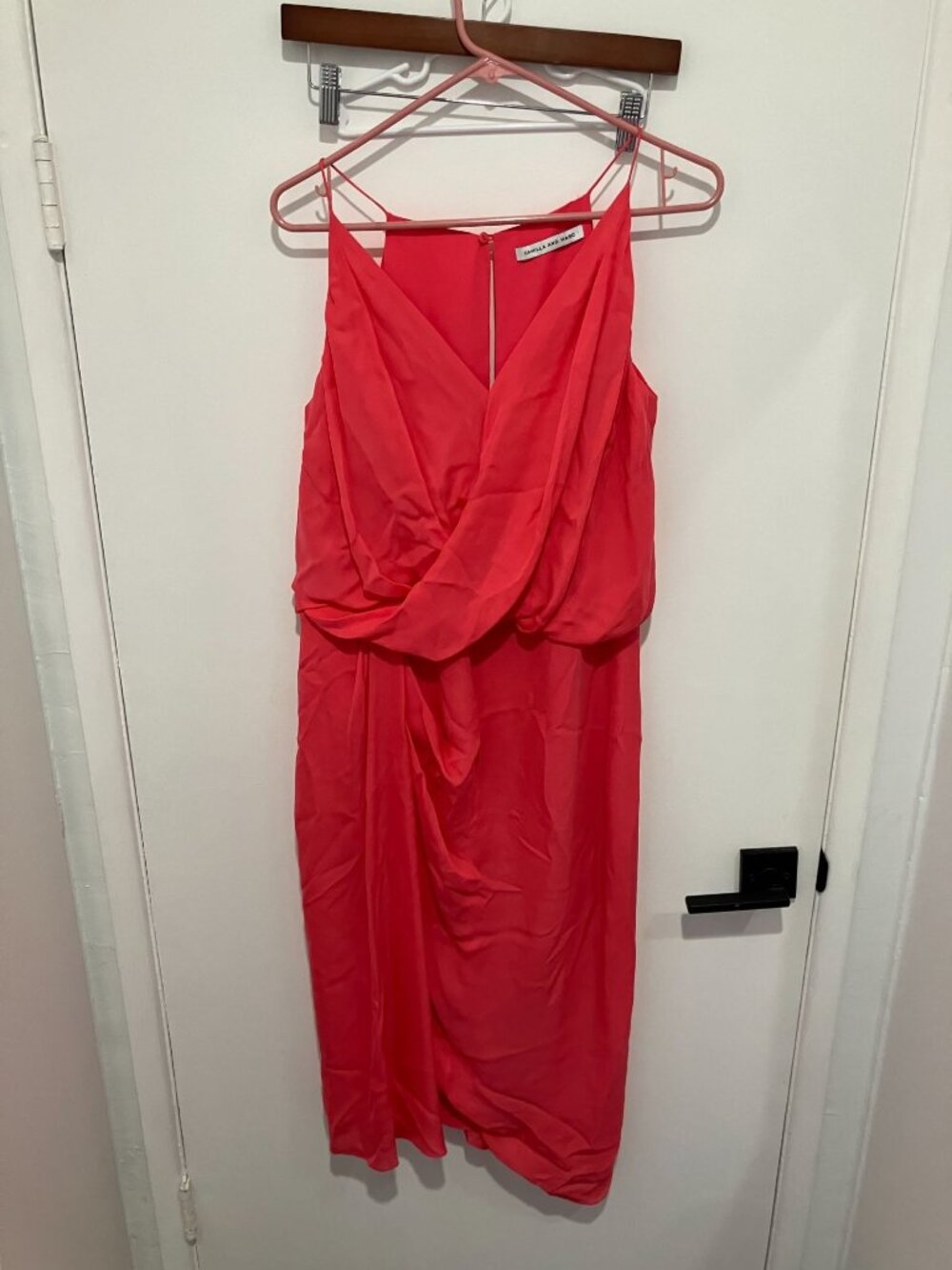 CAMILLA AND MARC Women's 100% Silk Crepe de Cine Cocktail Dress, Pink, Size 8
